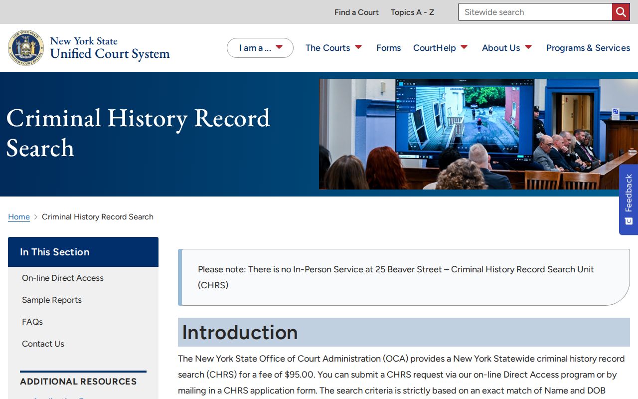 Oneida County criminal file access page for court records