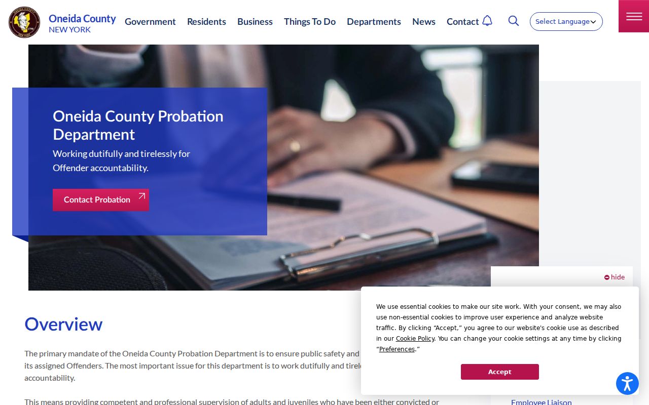 Oneida County Probation Department services page