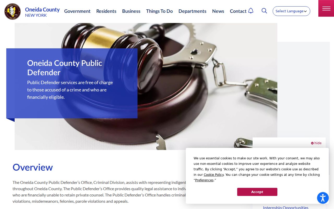 Oneida County criminal court case Public Defender information