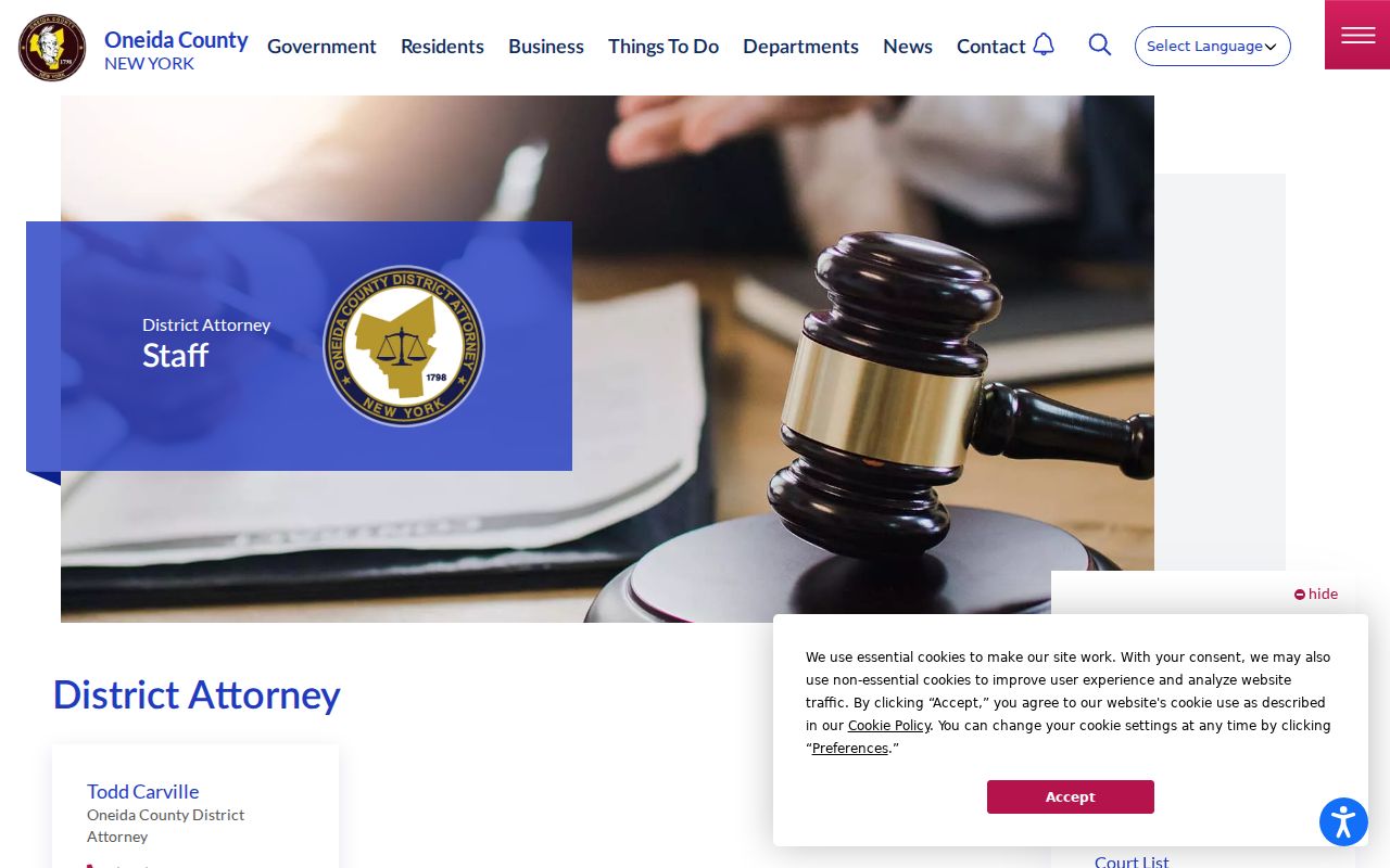 Oneida County criminal court case District Attorney office page