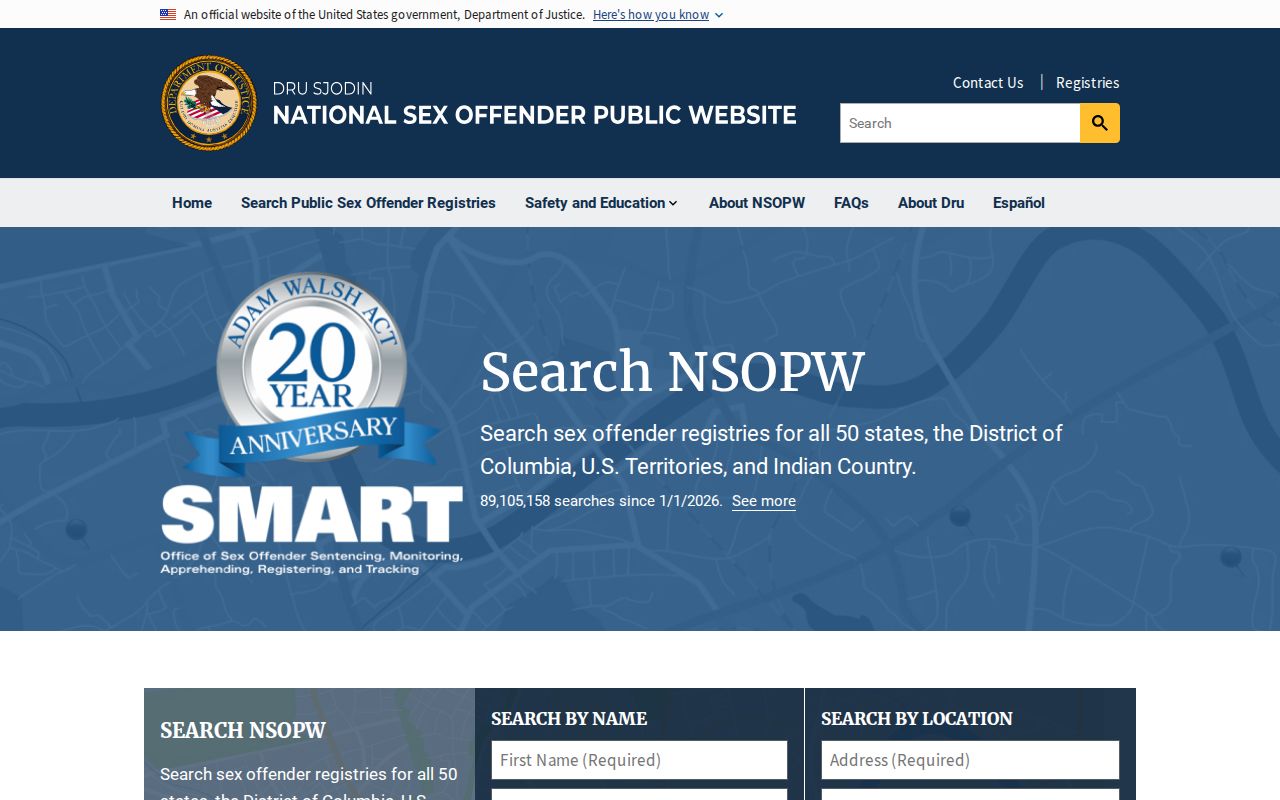 National search used with an Oneida County sex offender registry check