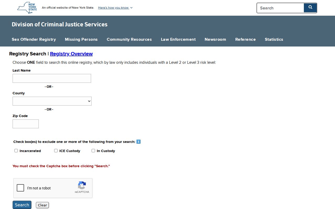 Oneida County sex offender check on the New York registry search